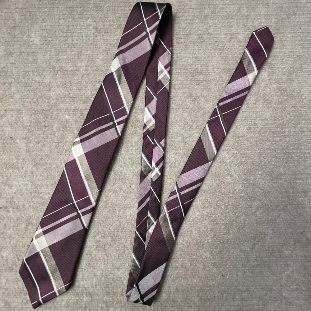 MICHAEL Michael Kors Men's Necktie‎ Purple Pink Plaid Silk Blend Business